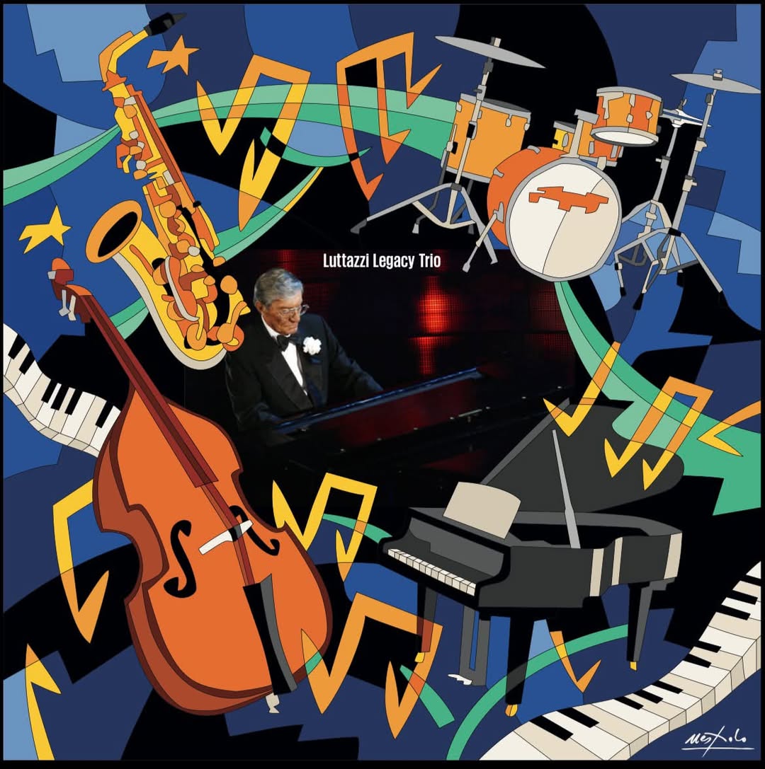 Copertina dell'album Luttazzi Legacy Trio illustrata da Ugo Nespolo